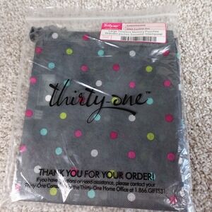 Thirty-One Large Timeless Memory Pouch Confetti Dot Grey Polka Dot Bag 8208209A